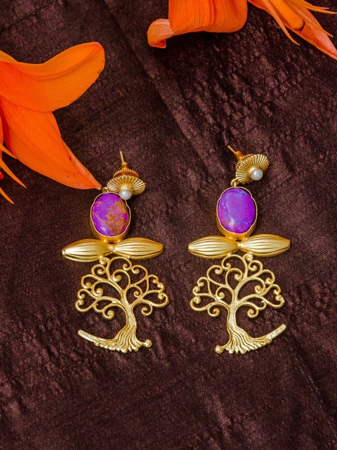 

Priyaasi Purple Gold-Plated Handcrafted Classic Drop Earrings