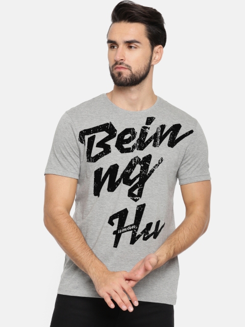 

Being Human Clothing Men Grey Printed Round Neck T-shirt