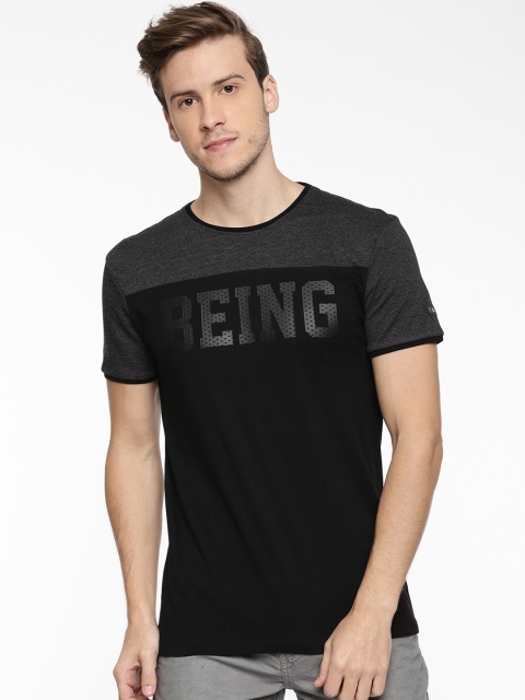 

Being Human Clothing Men Black Printed Round Neck T-shirt