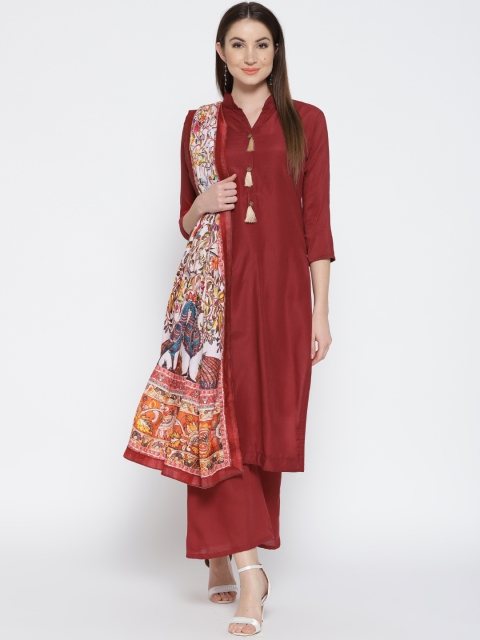 

Saree mall Maroon Semi-Stitched Dress Material