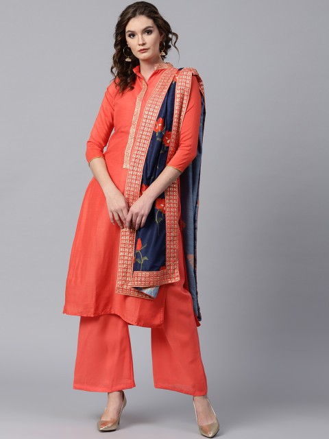 

Saree mall Orange Semi-Stitched Dress Material