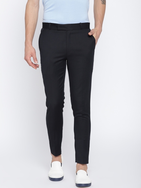 

DENNISON Men Navy Blue Comfort Tapered Fit Cropped Solid Trousers