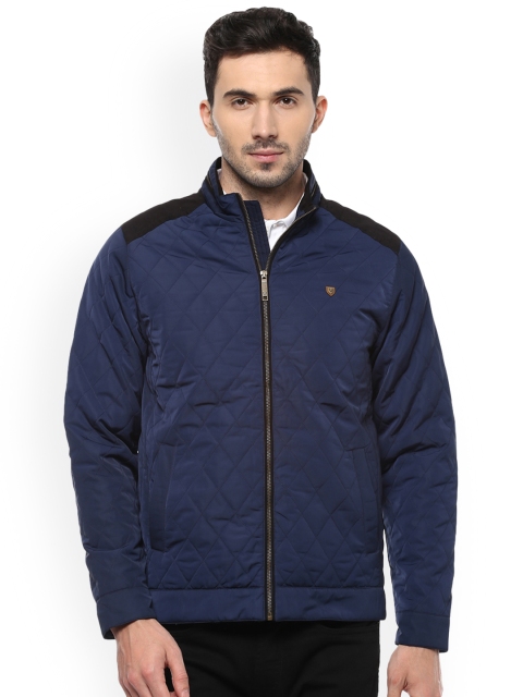 

Allen Solly Men Navy Self Design Bomber, Navy blue