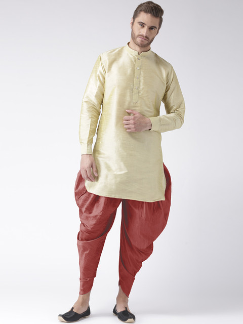 

Hangup Men Yellow Solid Kurta with Harem Pants