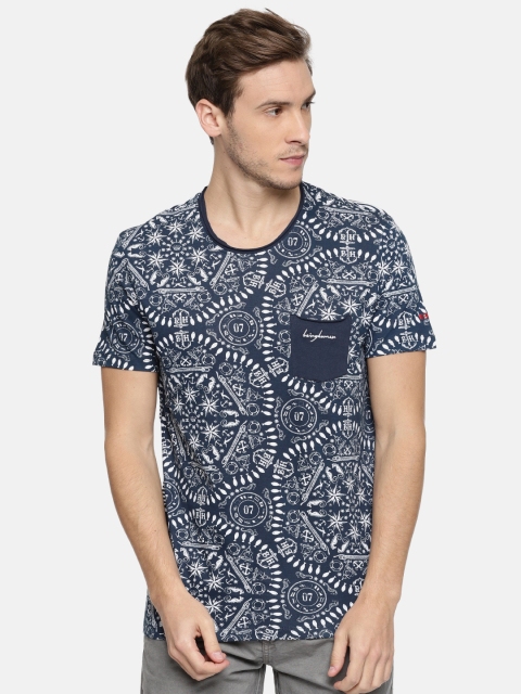 

Being Human Clothing Men Navy Blue Printed Round Neck T-shirt