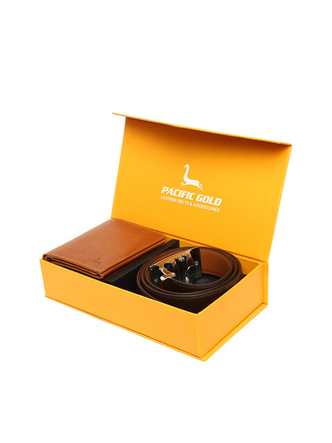 

Pacific Gold Men Leather Brown Accessory Gift Set