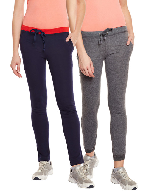 

VIMAL JONNEY Women Pack of 2 Solid Track Pants, Navy blue