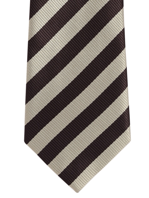 

Alvaro Castagnino Brown & Cream-Coloured Striped Skinny Tie
