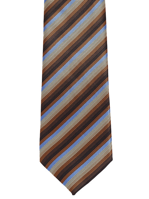 

Alvaro Castagnino Brown & Blue Striped Skinny Tie