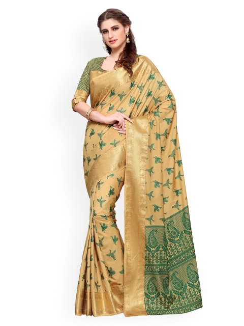 

MIMOSA Beige Art Silk Woven Design Kanjeevaram Saree
