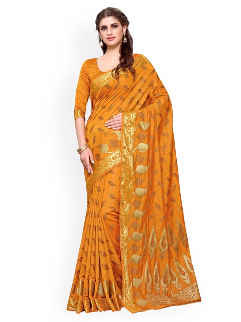 

MIMOSA Mustard Yellow Art Silk Woven Design Kanjeevaram Saree
