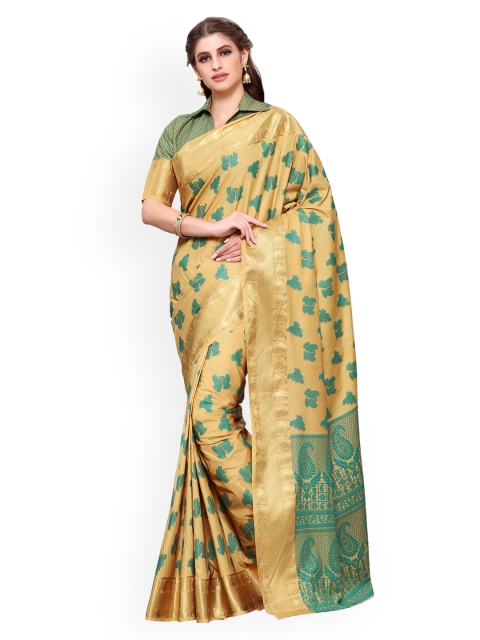 

MIMOSA Mustard Yellow Art Silk Woven Design Kanjeevaram Saree