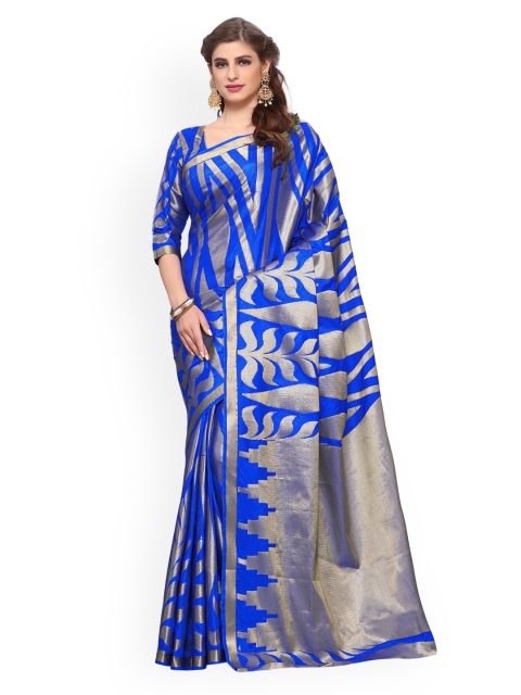 

MIMOSA Blue Art Silk Woven Design Kanjeevaram Saree