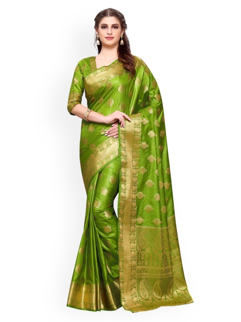 

MIMOSA Green Art Silk Woven Design Kanjeevaram Saree