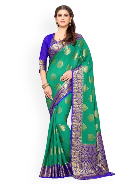 

MIMOSA Green Poly Chiffon Woven Design Kanjeevaram Saree