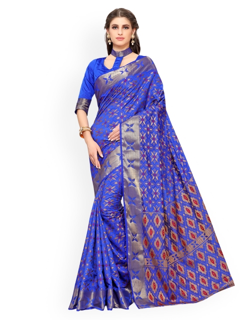 

MIMOSA Blue Art Silk Woven Design Kanjeevaram Saree