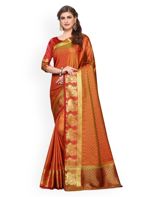 

MIMOSA Rust Red Art Silk Woven Design Kanjeevaram Saree