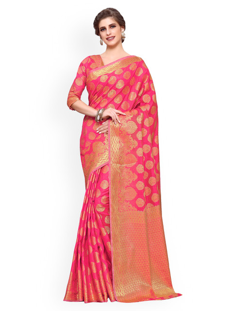 

MIMOSA Coral Pink Art Silk Woven Design Kanjeevaram Saree