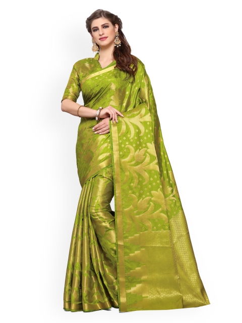 

MIMOSA Green Art Silk Woven Design Kanjeevaram Saree