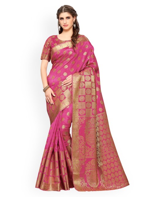 

MIMOSA Pink Art Silk Woven Design Kanjeevaram Saree