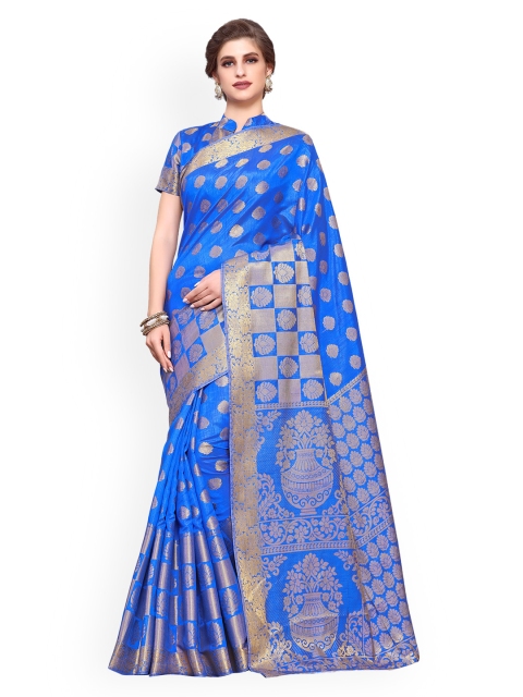 

MIMOSA Blue Art Silk Woven Design Kanjeevaram Saree
