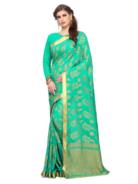 

MIMOSA Green Poly Chiffon Woven Design Kanjeevaram Saree