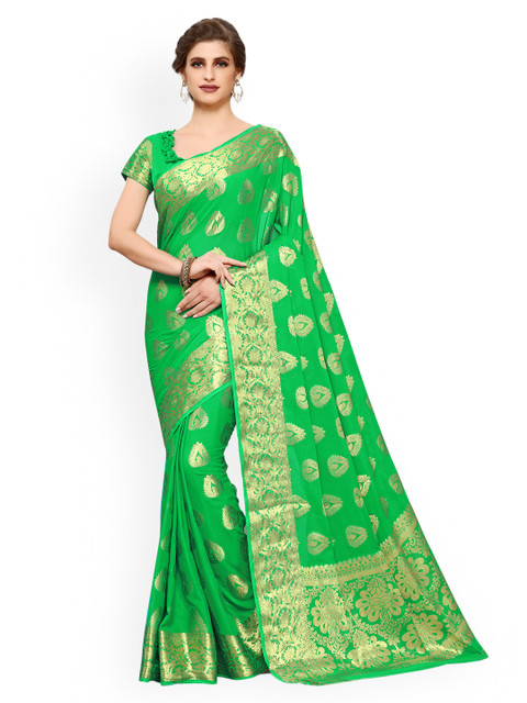 

MIMOSA Green Poly Chiffon Woven Design Kanjeevaram Saree