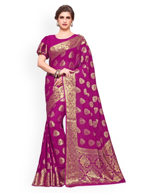 

MIMOSA Purple Poly Chiffon Woven Design Kanjeevaram Saree