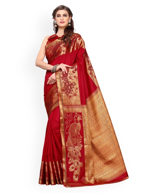 

MIMOSA Maroon Art Silk Woven Design Kanjeevaram Saree