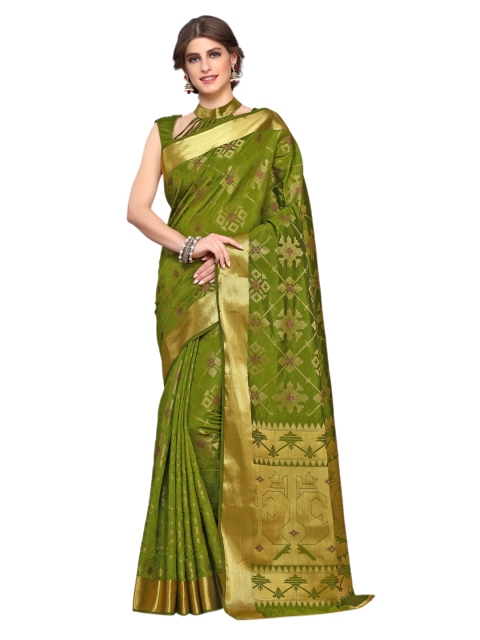 

MIMOSA Green Art Silk Woven Design Patola Saree