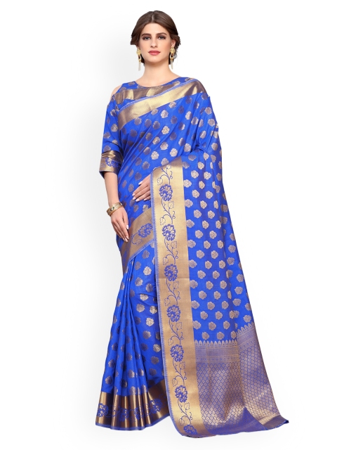 

MIMOSA Blue Art Silk Woven Design Kanjeevaram Saree