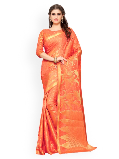 

MIMOSA Orange Art Silk Woven Design Kanjeevaram Saree
