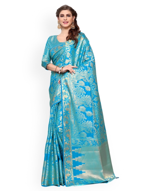 

MIMOSA Turquoise Blue Art Silk Woven Design Patola Saree