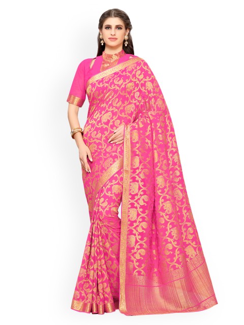 

MIMOSA Pink Poly Chiffon Woven Design Kanjeevaram Saree