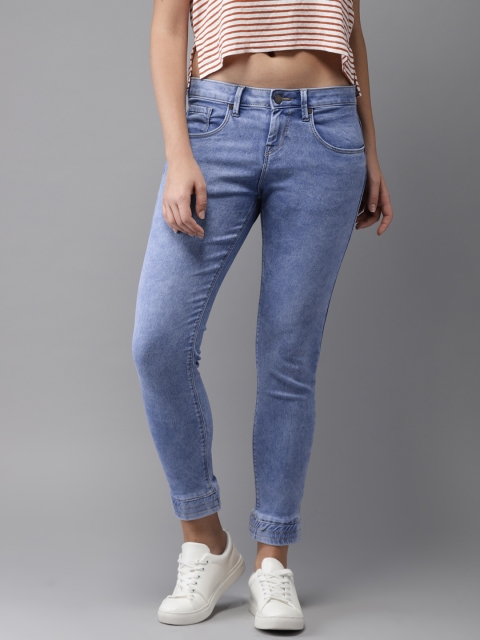 

HERE&NOW Women Blue Jogger Mid-Rise Clean Look Stretchable Jeans