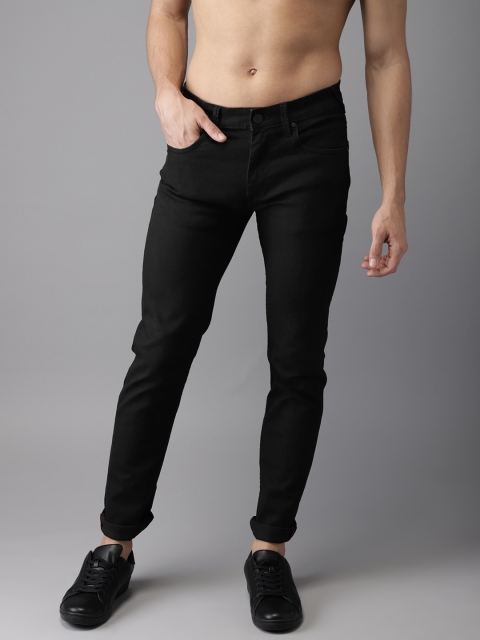 

HERE&NOW Men Black Slim Fit Mid-Rise Clean Look Stretchable Jeans