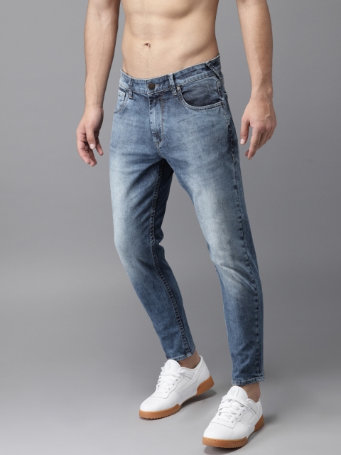 

HERE&NOW Men Blue Slim Fit Mid-Rise Clean Look Stretchable Cropped Jeans