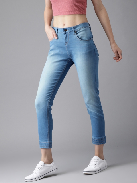 

HERE&NOW Women Blue Jogger Mid-Rise Clean Look Cropped Jeans
