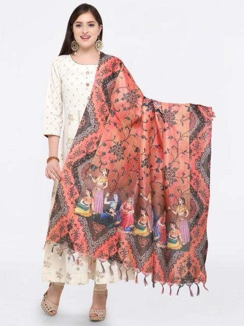 

Saree mall Orange & Peach-Coloured Printed Dupatta