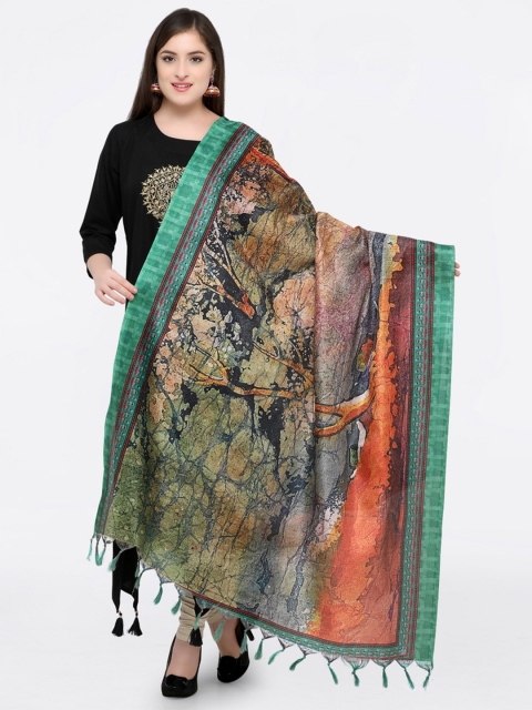 

Saree mall Green & Blue Printed Dupatta