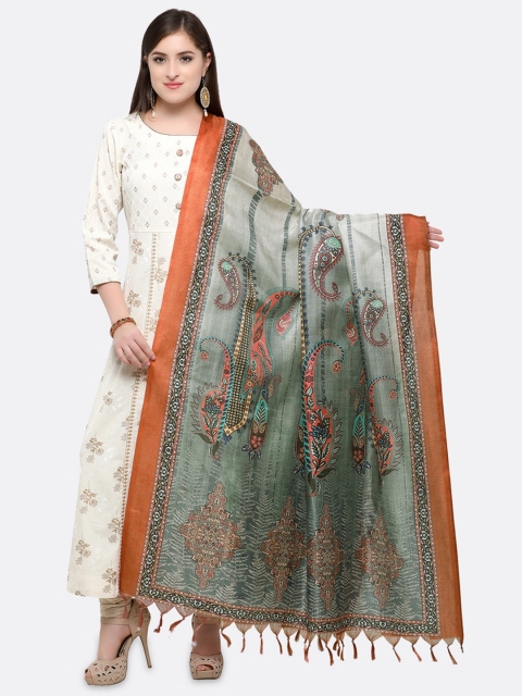 

Saree mall Green & Orange Printed Dupatta