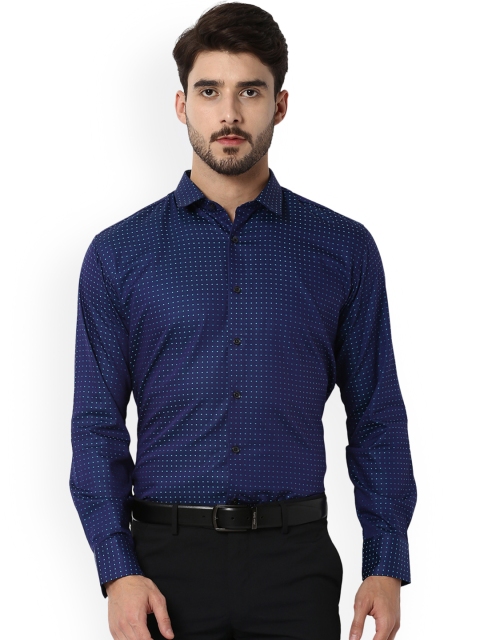 

V Dot Men Blue Slim Fit Printed Formal Shirt