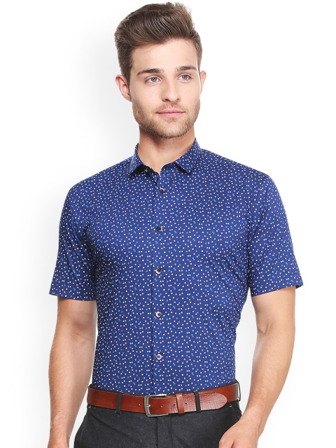 

V Dot Men Blue Slim Fit Printed Formal Shirt