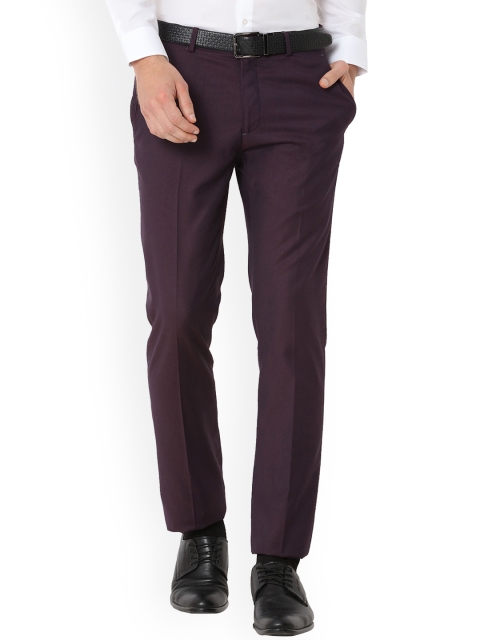

V Dot Men Maroon Skinny Fit Solid Regular Trousers