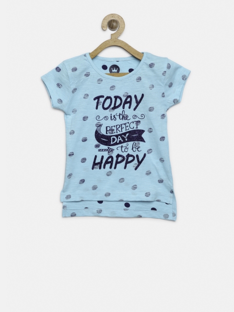 

VITAMINS Girls Blue Printed Regular Top