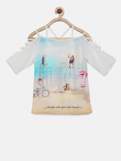 

VITAMINS Girls White Printed Top