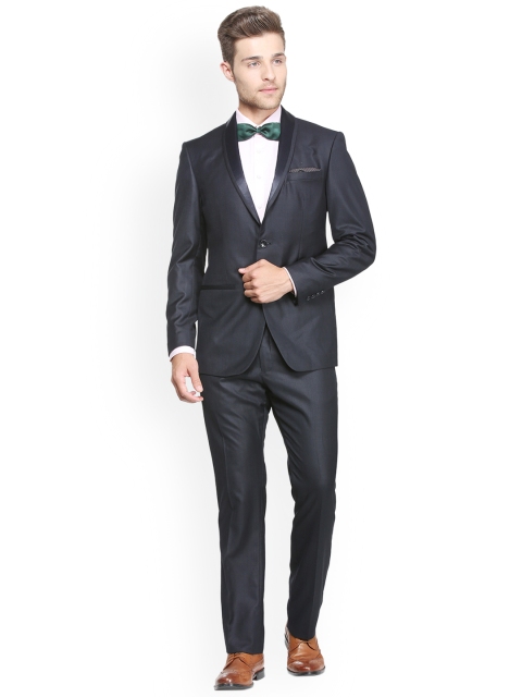 

Allen Solley Men Charcoal Single-Breasted Tuxedo Suit