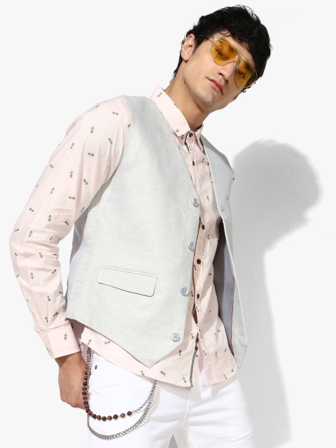 

United Colors of Benetton Men Off-White Solid Waistcoat, Beige