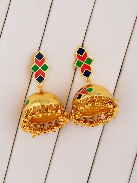 

Studio Voylla Gold-Toned Dome Shaped Jhumkas