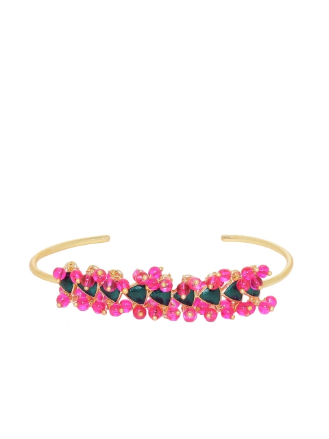 

Studio Voylla Gold-Toned & Pink Brass Gold-Plated Handcrafted Cuff Bracelet